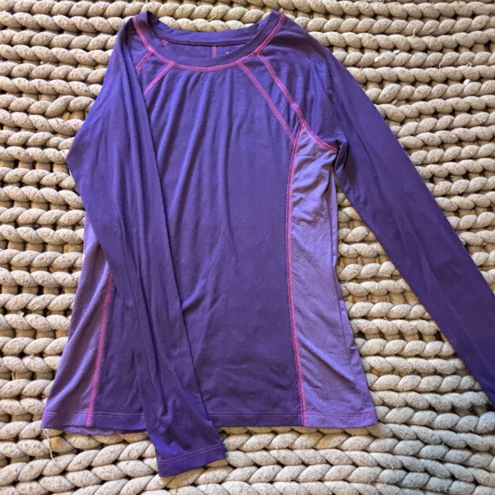 tek gear Purple Athletic Long Sleeve Top with Pink Contrast Stitching